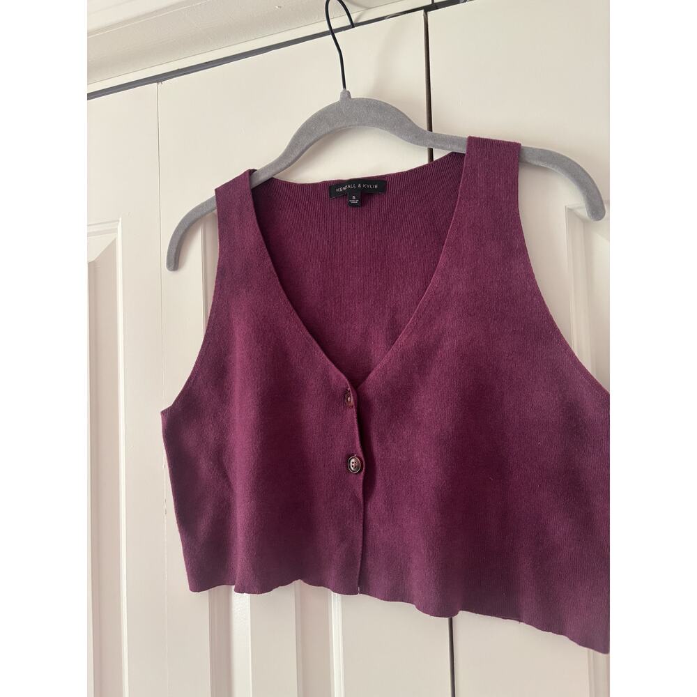 Kendall & Kylie Purple Cropped Button Down Sweater Vest S - Picture 3 of 7